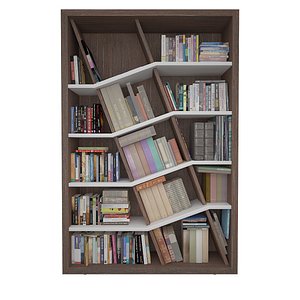 3D Bookshelf in center slanted with books 1 model