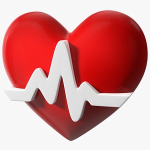 Heart with Heartbeat Line 3D model