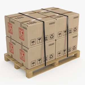 pallet cardboard box small 3d model