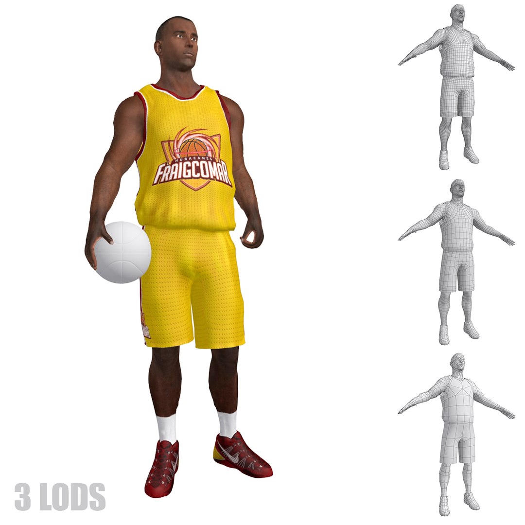 rigged basketball player lod 3d model