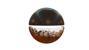 3D Modern half style sphere wooden and metallic futuristic lamp