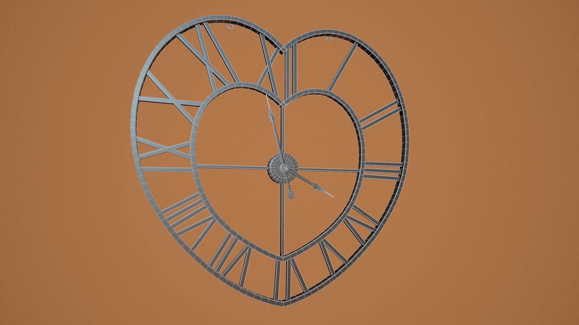 Brushed Steel Heart Clock 3D Model - TurboSquid 1620942