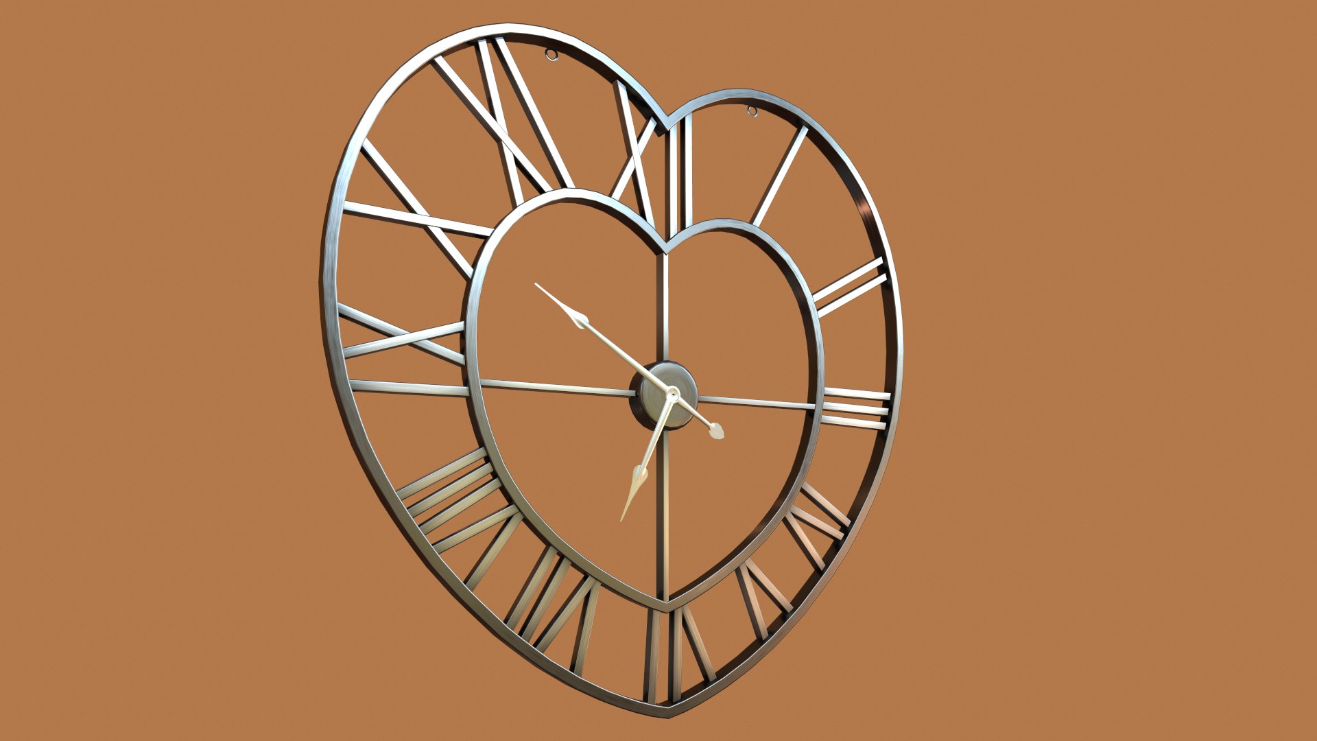 Brushed Steel Heart Clock 3D Model - TurboSquid 1620942