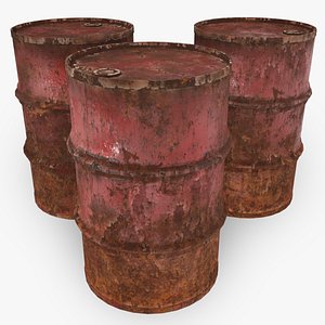 3D Heavily Rusted Oil Drum