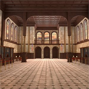 Classic Bank Room 3D model