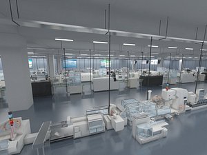 3D Factory interior with equipment