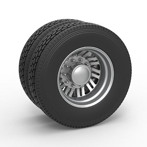 3D model Diecast Rear custom wheel of semi truck Version 11 Scale 1 to 25