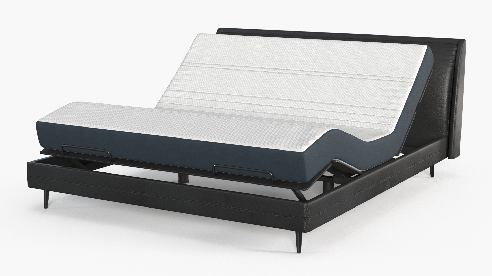 Smart Bed Black Curved Mattress 3D model preview