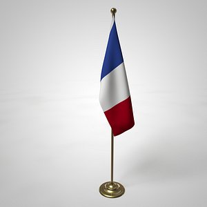 french flag pole 3D model