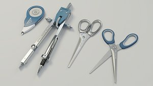 Scissors divider pen corrector 3D model