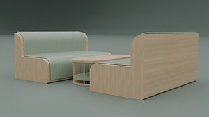 wooden wall sofa 3D