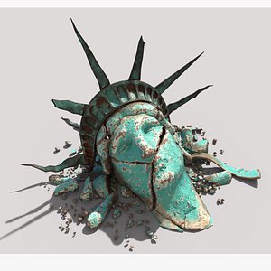 Broken Down Statue Of Libertys Head 3D model