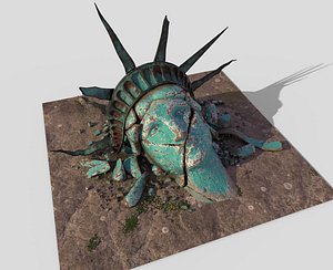 Broken Down Statue Of Libertys Head 3D model