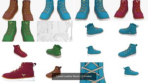 Laced Leather Boots 3D model
