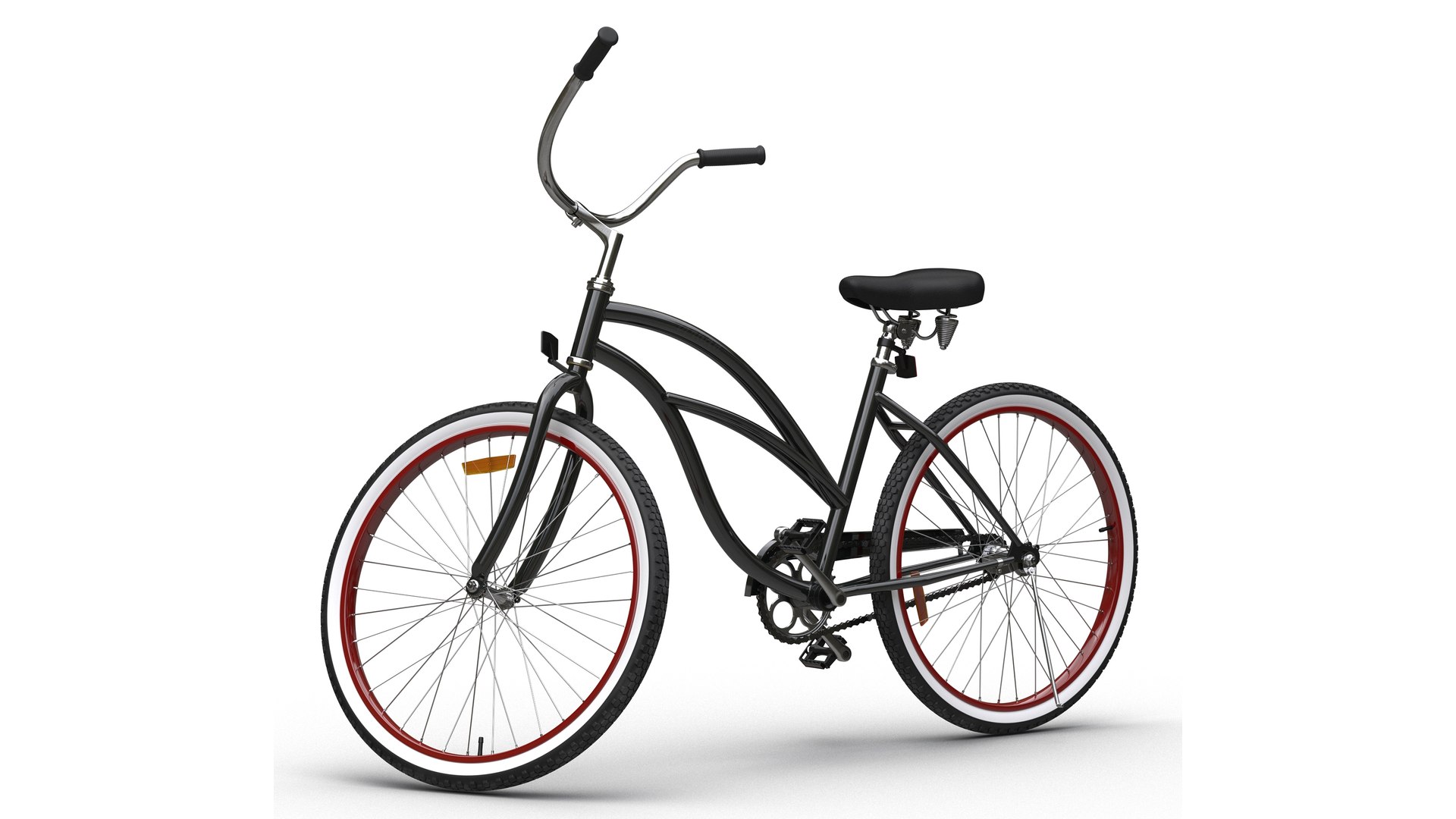 Classic Beach Cruiser Bicycle Rigged 3D model preview