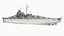 3D model Bismarck Battleship with Atlantic Deception Pattern 1941 Gray