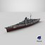 3D model Bismarck Battleship with Atlantic Deception Pattern 1941 Gray