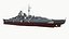 3D model Bismarck Battleship with Atlantic Deception Pattern 1941 Gray