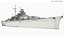 3D model Bismarck Battleship with Atlantic Deception Pattern 1941 Gray