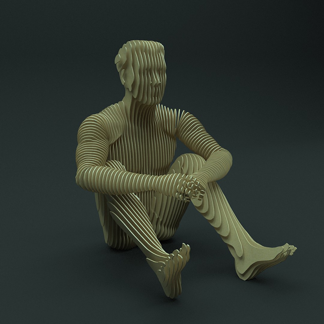 3d Model Contour Man Rigged
