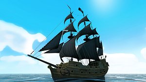 Stylized pirate ship 3D model