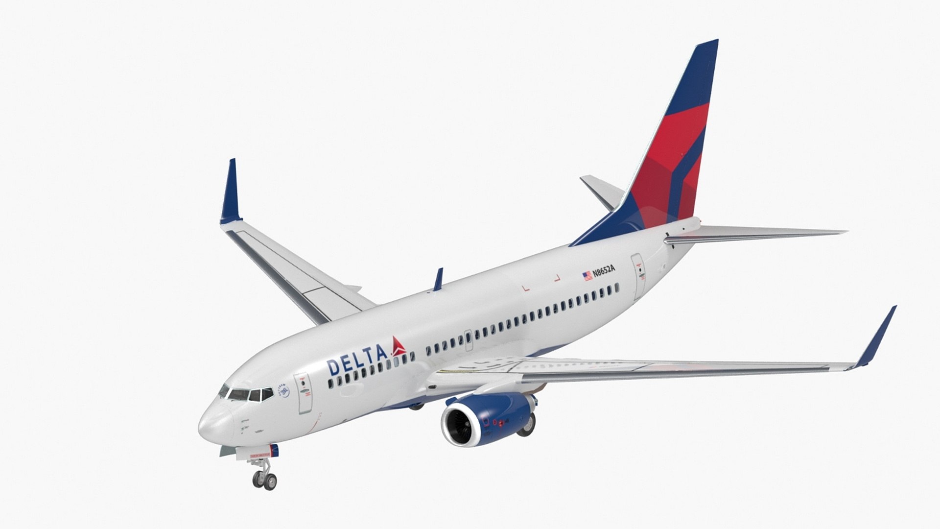 Delta Air Lines Boeing 737-700 with Interior 3D model preview
