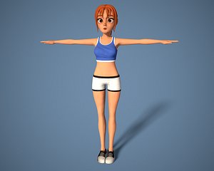 cartoon sport girl 3D model