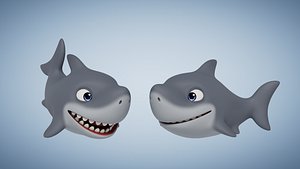 Rigged Cartoon Shark 3D model