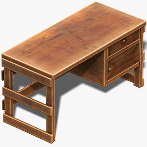 Old Wooden Table 01 Low Poly Mobile Ready 3D model