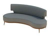 SOFA DE MADEIRA E ESTOFADO CURVO