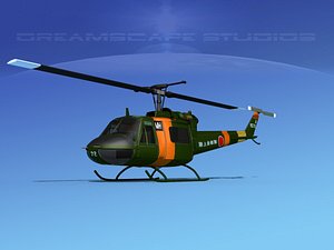 3D military bell uh-1b iroquois