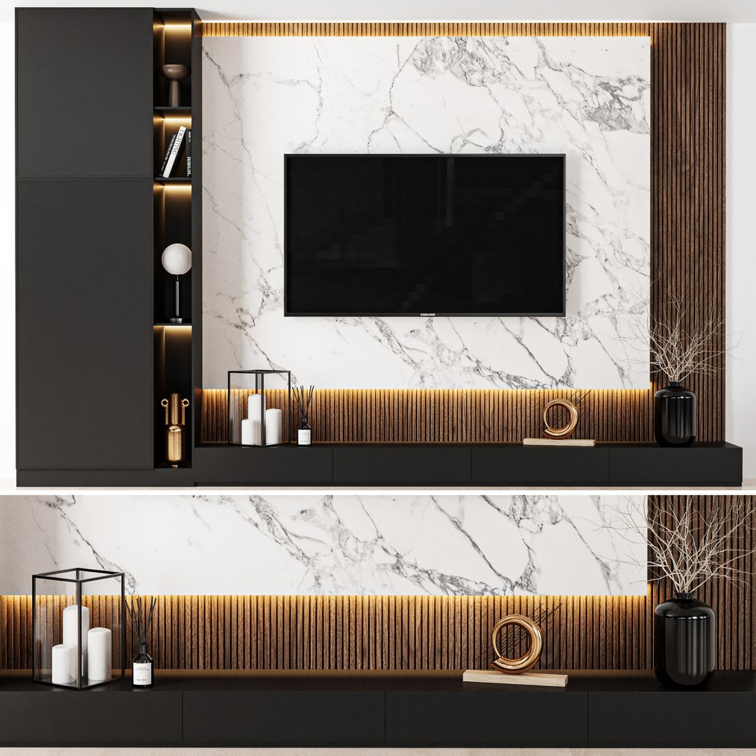 3D TV Wall 05 - TurboSquid 1956256