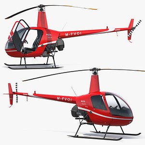 Robinson R-22 Compact Rotorcraft Red Rigged model