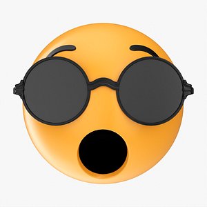 Emoji 088 Speechless with round glasses model