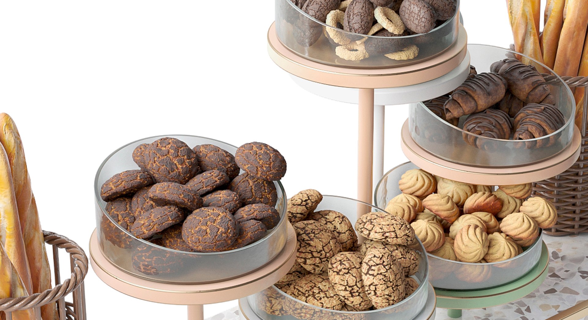 Display Case With Sweets And Desserts Model - TurboSquid 2431052