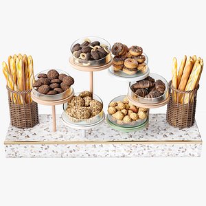 Display case with sweets and desserts model