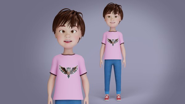 3D Cartoon teen boy rigged with Unity model