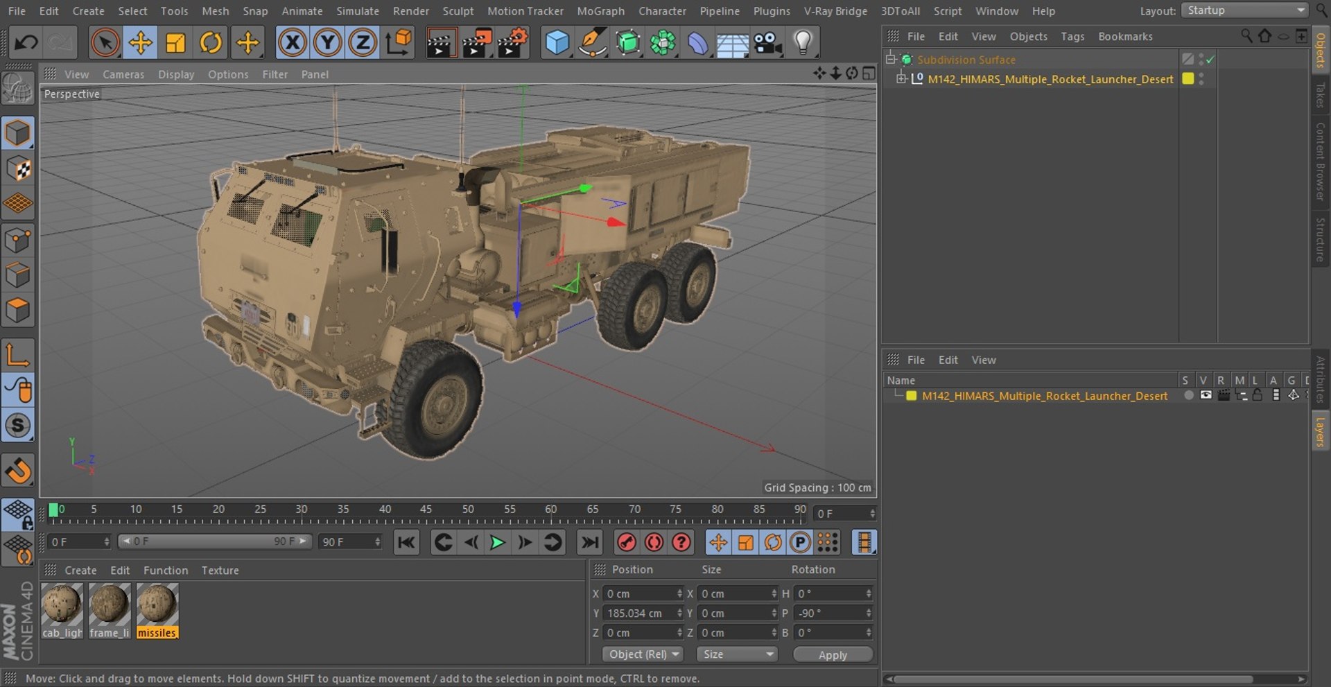 M142 HIMARS Multiple Rocket Launcher Desert model https://p.turbosquid.com/ts-thumb/J7/ivnzZp/9X/m142himarsmultiplerocketlauncherdesert3dsmodel032/jpg/1643747084/1920x1080/fit_q87/c9bdfb4053703ea9f93568e7338c54bb5d047b82/m142himarsmultiplerocketlauncherdesert3dsmodel032.jpg
