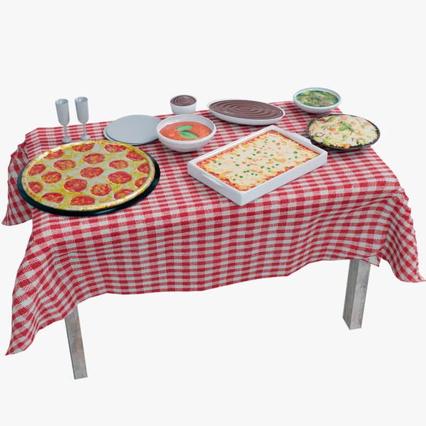 Family Lunch Table - Pack of 11 models - Low Poly 3D model