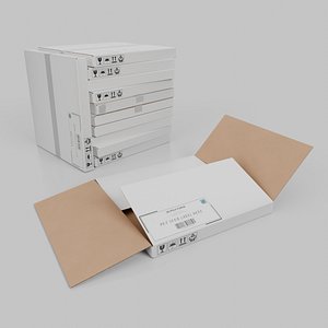 3D White Cardboard Box R-550 - Rigged and Customizable model