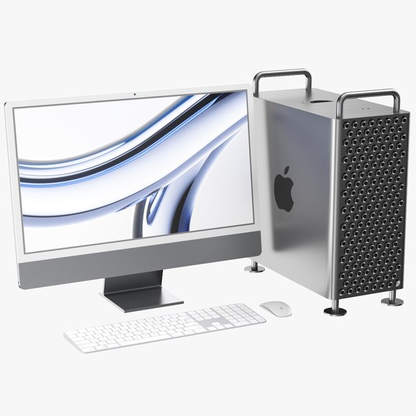 3D Detailed Full Mac Pro Desktop Computer