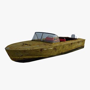 Motor Boat metal old rusty 3D model