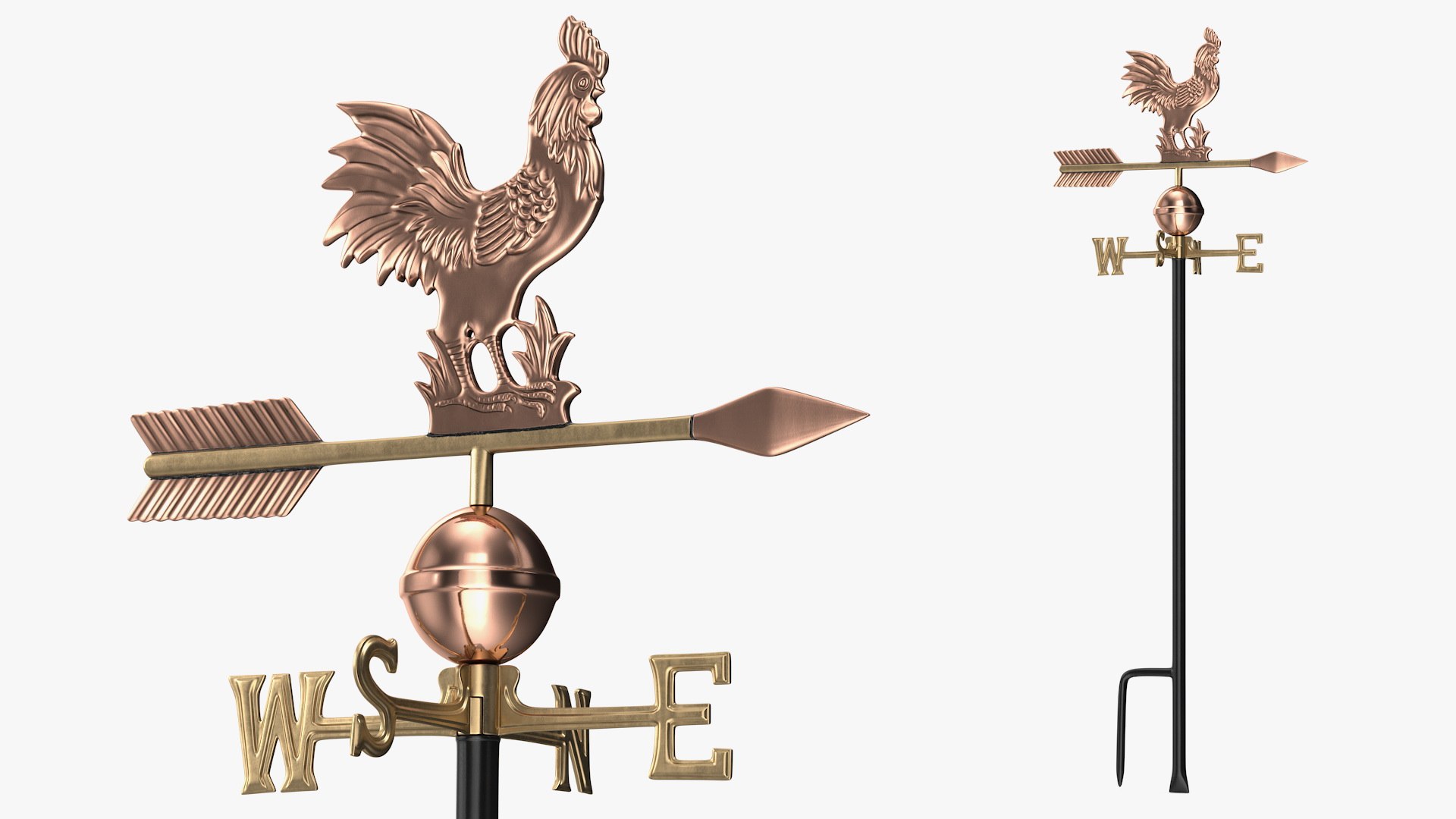 Copper Rooster Weathervane 3D model preview