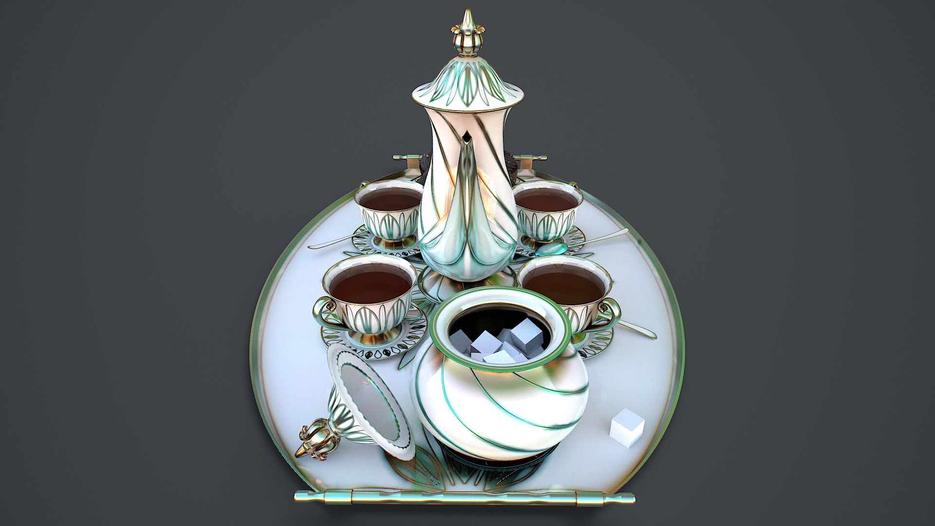 3D Tea Set 1 - TurboSquid 2428448