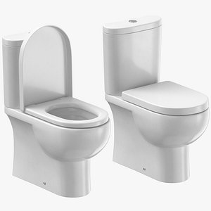 contemporary toilet open closed 3D