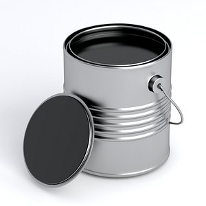 3D Metal Paint Bucket Black