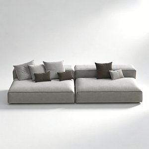 Modern Fabric Sofa Minimalist Upholstered Couch 3D model