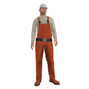 3d rigged worker man