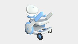 Tech Wheelchair B04 White Blue - Disability Character Design model