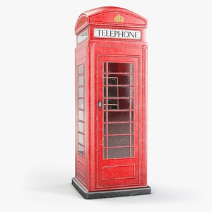 3D model old red phone box